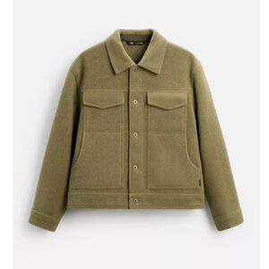 Zara Men's Olive Green Jacket-size S
